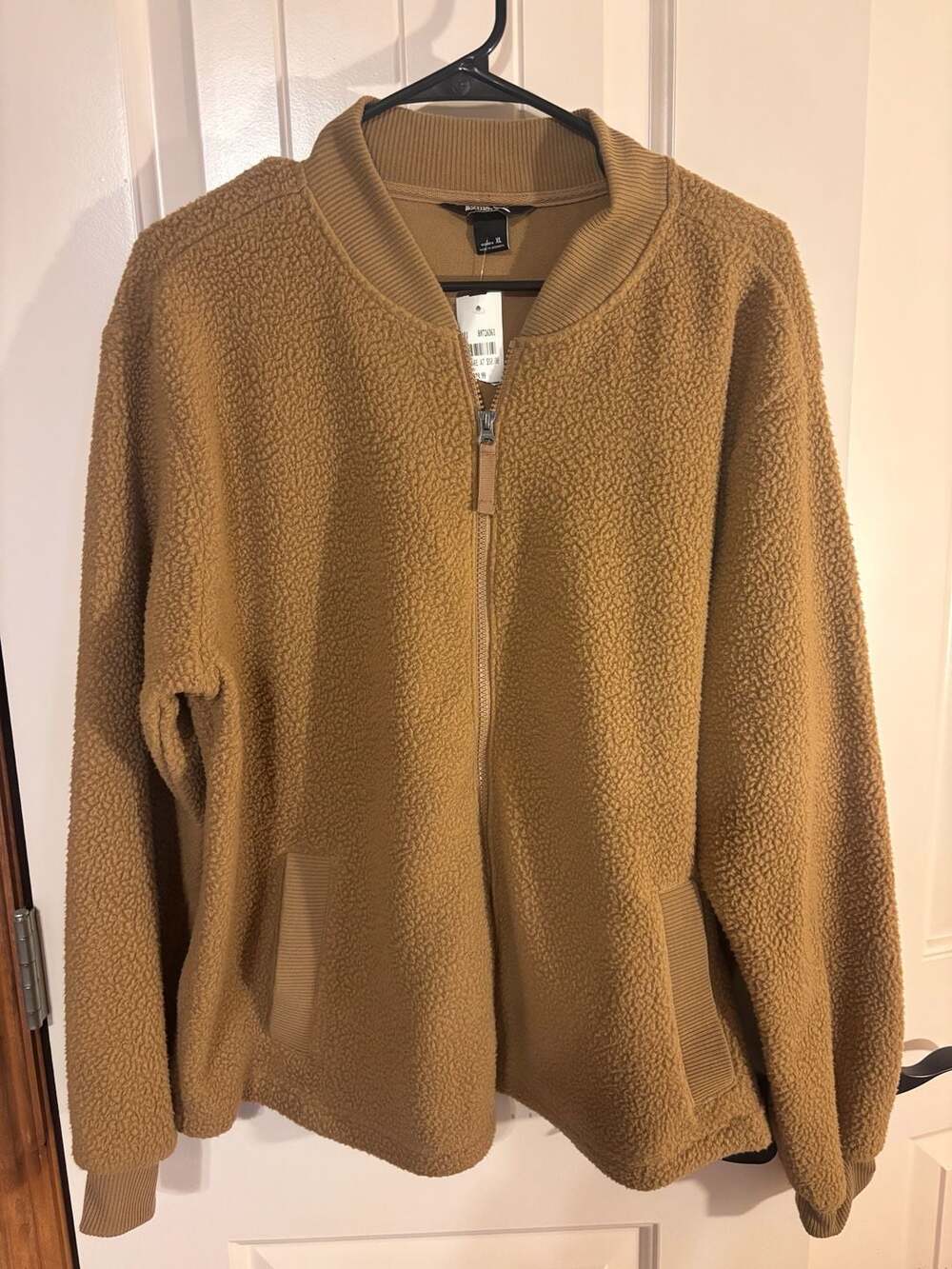 Eddie Bauer Women's XL Brown Sherpa Fleece Zip-Up Bomber Jacket